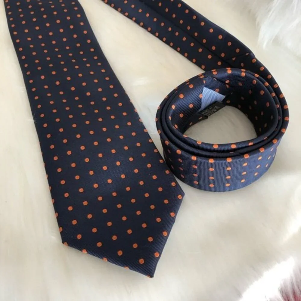 Tommy Hilfiger Navy Polka-dot Polyester Tie